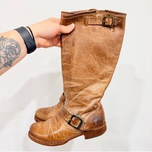 Vintage Y2K Frye Veronica Slouch Boots Distressed Brown Coastal Cowgirl Size 6